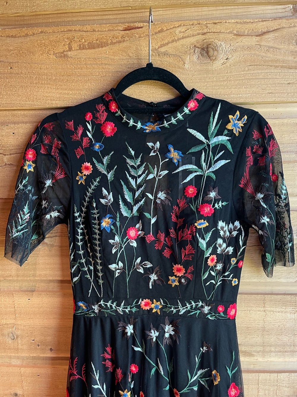 RANNA GILL - NWT Anthropologie Black Maxi Dress Multicolor Floral Embroidery - Picture 1 of 15